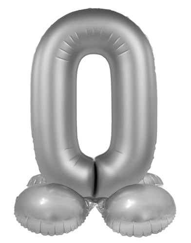 Folat 10530 Zahlen Luftballon Silber Stehender Folienballon Zahl 0 - Moonlight Silver - Satin Gloss - 72 cm - Party Deko Ballon für Kinder Geburtstag Jubiläum, kein Helium erforderlich Folat 10530 Zahlen Luftballon Silber Stehender Folienballon Zahl 0 - Moonlight Silver - Satin Gloss - 72 cm - Party Deko Ballon für Kinder Geburtstag Jubiläum, kein Helium erforderlich von Folat