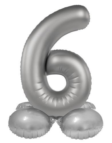 Folat 10536 Luftballon Silber Stehender Folienballon Zahl 6-Moonlight Silver-Satin Gloss-72 cm-Party Deko Ballon für Kinder Geburtstag Jubiläum, kein Helium erforderlich, 72 cm Folat 10536 Luftballon Silber Stehender Folienballon Zahl 6-Moonlight Silver-Satin Gloss-72 cm-Party Deko Ballon für Kinder Geburtstag Jubiläum, kein Helium erforderlich, 72 cm von Folat