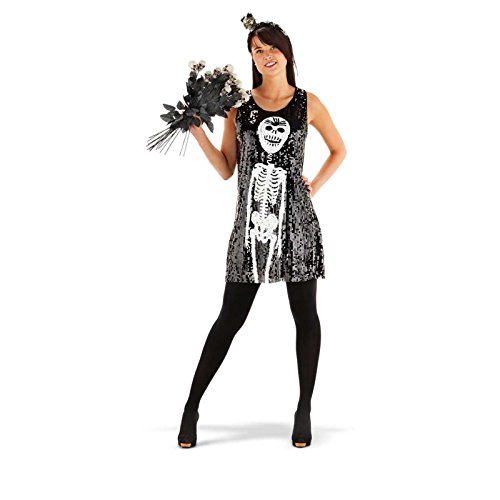 Folat 21927 Skelett Paillettenkleid Costume, schwarz, M/L von Folat