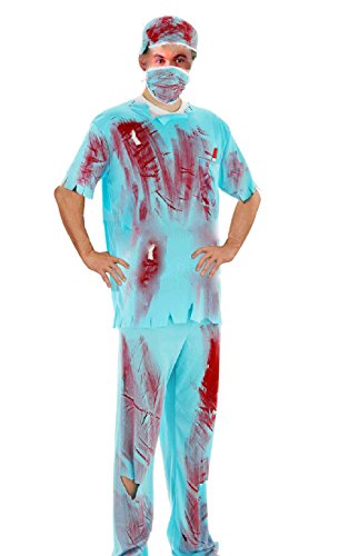 Folat 21981 Horror 4-teilig Blutigen Chirurgen-Kostüm, Blau, XL/XXL von Folat
