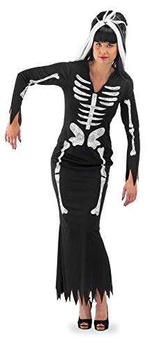Folat 23730 Skelett Kleid Halloween Damen, S/M, schwarz Costume von Folat