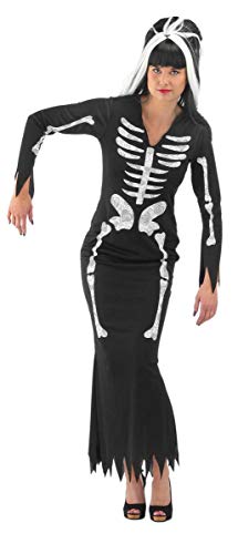 Folat 23731, M/L, Skeleton Skelett Kleid Halloween Damen, schwarz Costume, Weiß von Folat