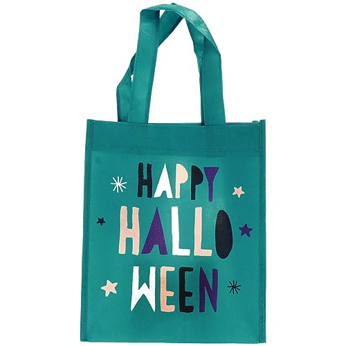 Folat 23853 23853-Happy Leckerli Taschen Türkis,Tragetaschen Party Geschenktüten Wiederverwendbar mit Griffen für Halloween Süßes oder Saures Gastgeschenke für Kinder, Partytüte, Mehrfarbig von Folat