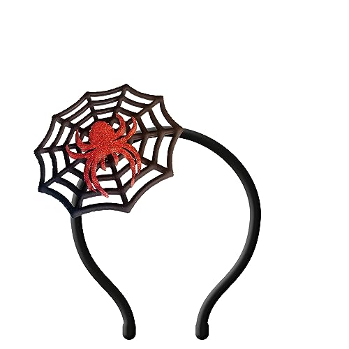 Folat 23856 23856-Happy Spinnennetz, Haarreif Tiara mit Spinne Schwartz mit Rot-Halloween Party, Mehrfarbig von Folat