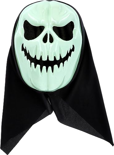 Folat 23877 23877-Happy Booo Kürbis Halloween Fluoreszierendes Leuchtendes (Glow in The Dark) -gruselige Maske Kostüm für Erwachsene und Kinder Party Dekoration, Mehrfarbig von Folat