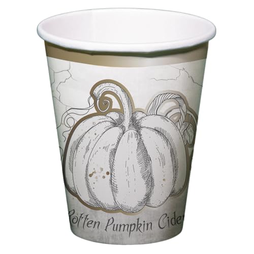 Folat 23888 Deko-Tassen-Creepy Curiosities-250 ml-8 Stück-Gruseliges Horror Decoration Dekorationen Spukhaus & Halloween Party, Weiß von Folat