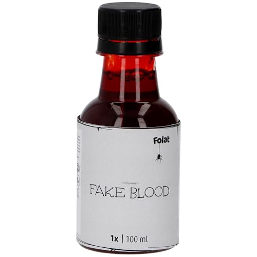 Folat 23924 Deko-Gesichtsfarbe-Kunstblut Flasche 100 ml-Gruseliges Horror Decoration Dekorationen Spukhaus & Halloween Party, Rot von Folat