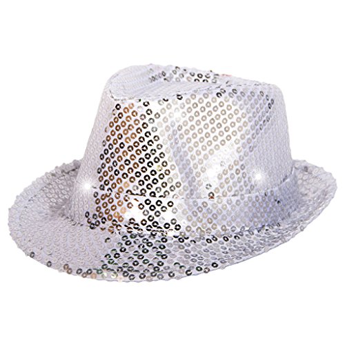 Folat 24071 Tribly Party Hut mit Pailletten und LED Beleuchtung, Unisex-Erwachsene, Silber, Einheitsgröße von Folat