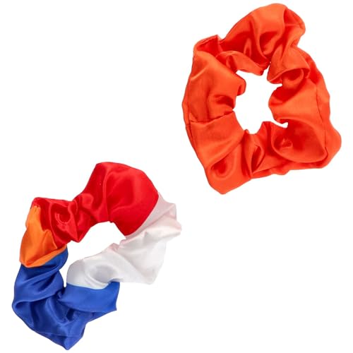 Folat 24279 Niederländisch Kingsday Fußball-Europameisterschaft-Haargummis-Orange/RotWeißBlau-2 Stück, Mehrfarbig von Folat