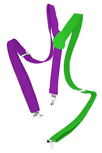 Folat 24865 Hosenträger Colorblock Lila/Grün Neon für Karneval-Kleidung Zubehör Damen und Herren Party Fasching Kostüm Folat 24865 Hosenträger Colorblock Lila/Grün Neon für Karneval-Kleidung Zubehör Damen und Herren Party Fasching Kostüm von Folat