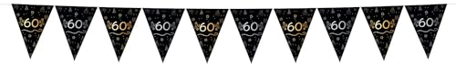 Folat 25069 Party Deko Schwarz Gold Silber - Wimpelkette - 60 - Shining Glam - 4 Meter - Für Geburtstag, Jubiläum, 60 Jahre Folat 25069 Party Deko Schwarz Gold Silber - Wimpelkette - 60 - Shining Glam - 4 Meter - Für Geburtstag, Jubiläum, 60 Jahre von Folat