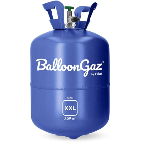 Folat 25205 BallonGaz Helium XXL – 590 Liter Ballongas mit Füllventil für 85 Ideal für Geburtstage, Party, Hochzeit | Einweg Gasflasche aus recyclebarem Metall | Gas, Luftballons, Folienballons, Blau von Folat