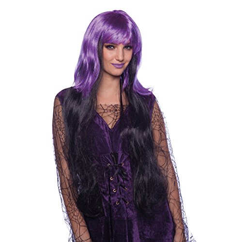 Folat HexenPerücke Lange Haare Lila-Schwarz von Folat