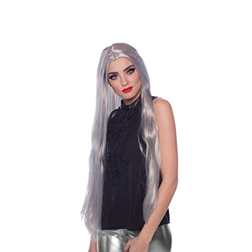 Folat 26751 Halloween Silberfarbene Perücke Lange Haare, Silber von Folat