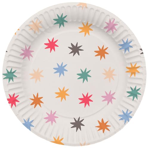 Folat 26861 Dekoration weiß mit bunten Sternen-Teller-Starburst-23 cm-8 Stück-Fröhlich und farbenfroh Party Geschirr für Kinder und Erwachsenen Geburtstag, Mehrfarbig Folat 26861 Dekoration weiß mit bunten Sternen-Teller-Starburst-23 cm-8 Stück-Fröhlich und farbenfroh Party Geschirr für Kinder und Erwachsenen Geburtstag, Mehrfarbig von Folat