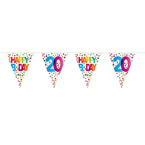 Folat 20. Geburtstag Happy B-Day Wimpelkette Mit Punkten - 10 Meter von Folat