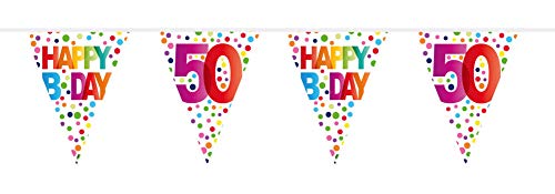 Folat 50. Geburtstag Happy B-Day Wimpelkette Mit Punkten - 10 Meter Folat 50. Geburtstag Happy B-Day Wimpelkette Mit Punkten - 10 Meter von Folat