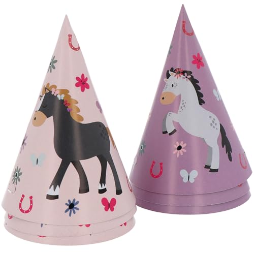 Folat 27514 Pferd Geburtstag Deko Rosa - Partyhüte - Happy Horse - 6 Stück - Pferdparty Dekoration von Folat
