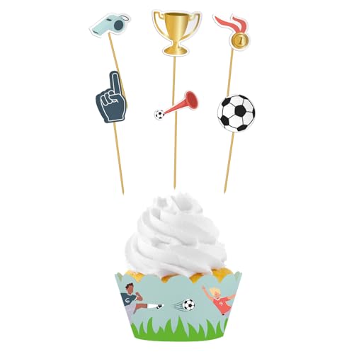 Folat 27582 Fußball Blau Grün Cupcake Deko-Set - Fantastic Football - 6 Sets - Fussball Geburtstagsdeko für Kinder Junge und Mädchen Party Dekoration Folat 27582 Fußball Blau Grün Cupcake Deko-Set - Fantastic Football - 6 Sets - Fussball Geburtstagsdeko für Kinder Junge und Mädchen Party Dekoration von Folat