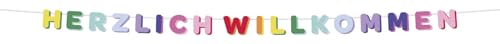 Folat 27779 Geburtstag und Party Dekoration Buntes - Buchstabengirlande - HERZLICH WILLKOMMEN - Stripetastic - 2,6 m - Partyzubehör für Kinder und Erwachsene von Folat
