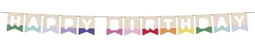 Folat 27785 Geburtstag und Party Dekoration Buntes - Wimpelkette - Happy Birthday - Stripetastic - 4m - Partyzubehör für Kinder und Erwachsene von Folat