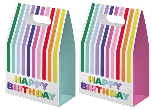 Folat 27799 Geburtstag und Party Dekoration Buntes - Geschenktüten - Stripetastic - 6 Stück - Partyzubehör für Kinder und Erwachsene von Folat