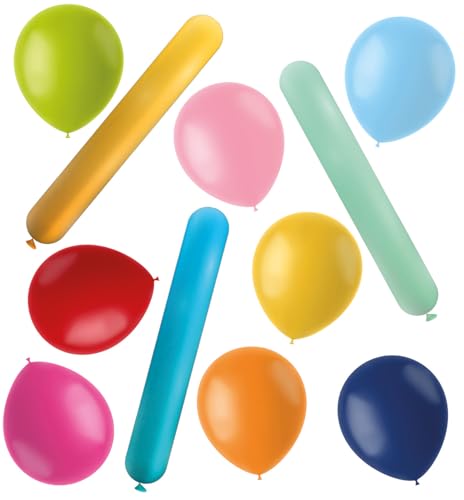 Folat 27874 Geburtstag und Party Dekoration Buntes - Latexballons - Form - Stripetastic - Assorti - 50 Stück - Partyzubehör für Kinder und Erwachsene von Folat
