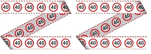 Folat 28440 Party Absperrband Verkehrsschild-15 m-Zahl: 40 (Packung mit 2) von Folat