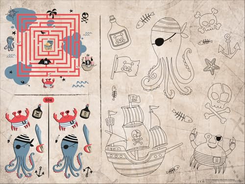 Folat 6 Ausmal-Platzsets * PIRATEN * für Kinder zum Kindergeburtstag und Piraten Mottoparty | Größe: 40x30cm, aus Strakpapier | Totenkopf Pirates Geburtstag Malen Kinderpiraten Folat 6 Ausmal-Platzsets * PIRATEN * für Kinder zum Kindergeburtstag und Piraten Mottoparty | Größe: 40x30cm, aus Strakpapier | Totenkopf Pirates Geburtstag Malen Kinderpiraten von Folat