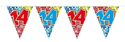 Folat 60014 - Wimpelkette Blocks Geburtstag - ca. 3 m - Zahl: 14 von Folat