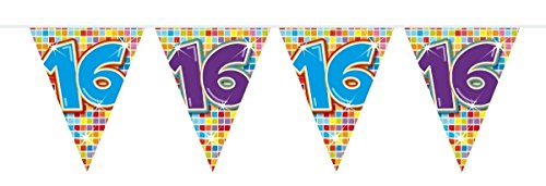 Folat 60016 - Wimpelkette Blocks Geburtstag - ca. 3 m - Zahl: 16 Folat 60016 - Wimpelkette Blocks Geburtstag - ca. 3 m - Zahl: 16 von Folat