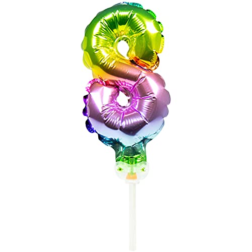 Folat 63068 Folienballon Tortendeko Regenbogen Zahl 8-13cm von Folat