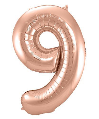 Folat 631396 - Folienballon Zahl 9 - rosegold - ca. 86 cm von Folat