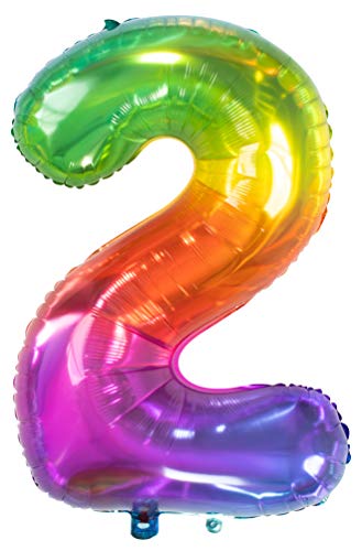 Folat 63242 Folienballon Yummy Gummy Rainbow Ziffer/Zahl 2-86 cm, Mehrfarbig von Folat