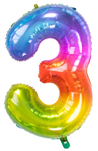 Folat 63243 Folienballon Yummy Gummy Rainbow Ziffer/Zahl 3-86 cm, Mehrfarbig von Folat
