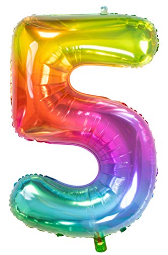 Folat 63245 Folienballon Yummy Gummy Rainbow Ziffer/Zahl 5-86 cm, Mehrfarbig von Folat
