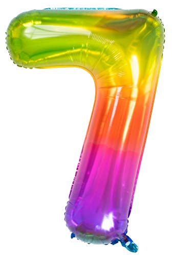 Folat 63247 Folienballon Yummy Gummy Rainbow Ziffer/Zahl 7-86 cm, Mehrfarbig von Folat