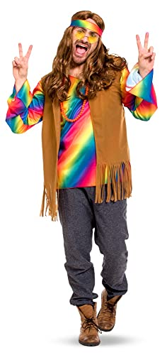 Folat 63382 Hippie-Outfit Männer-Größe M-L, Mehrfarbig von Folat