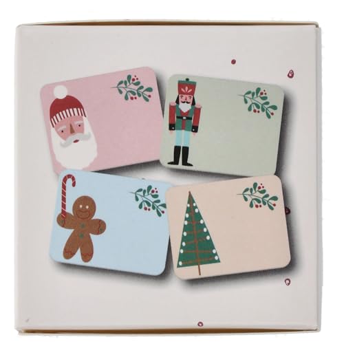 Folat 63780 Namensaufkleber - Holly Jolly - 50 Stück Weihnachtsfarben, Weihnachtsfeierzubeh von Folat
