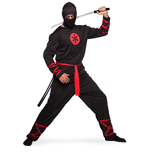 Folat 64006 Ninja Kostüm, Schwarz, 4teilig M/L, mens Folat 64006 Ninja Kostüm, Schwarz, 4teilig M/L, mens von Folat