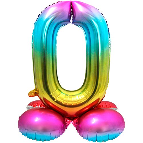 Folat 64290 Folienballon Zahl 0 ca. 81 cm, Rainbow mit Basis, Costumes Folat 64290 Folienballon Zahl 0 ca. 81 cm, Rainbow mit Basis, Costumes von Folat