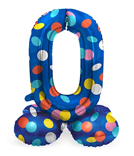 Folat 64780 Luftballon Geburtstag Stehender Ziffer 0 Colorful Dots Blau mit farbigen Punkten 41 cm-Decoration Geburtstagdeko, Ballon Zahl, Kein Helium erforderlich, Colourful Folat 64780 Luftballon Geburtstag Stehender Ziffer 0 Colorful Dots Blau mit farbigen Punkten 41 cm-Decoration Geburtstagdeko, Ballon Zahl, Kein Helium erforderlich, Colourful von Folat