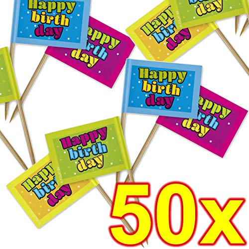 Folat 65339 Happy Birthday Sterne Spieße 6,5 cm-50 Stücks Folat 65339 Happy Birthday Sterne Spieße 6,5 cm-50 Stücks von Folat