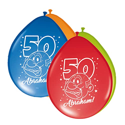Folat 65655 regenbogen 50. Geburtstag Regenbogenballons Abraham 30 cm - 8 Stück, Mehrfarbig, Large von Folat