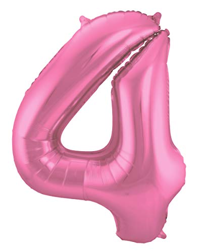 Folat 65904 Folienballon Ziffer Zahl 4 Rosafarbener Metallic 86 cm-Helium Ballon Decoration Geburtstag, Hochzeit, Jubiläum, Pink Matt, Large von Folat