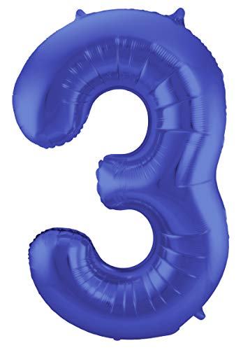 Folat 65923 Folienballon Ziffer Zahl 3 Metallic 86 cm-Helium Ballon Decoration Geburtstag, Hochzeit, Jubiläum, Blau Matt Folat 65923 Folienballon Ziffer Zahl 3 Metallic 86 cm-Helium Ballon Decoration Geburtstag, Hochzeit, Jubiläum, Blau Matt von Folat