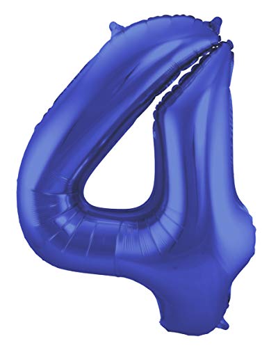 Folat 65924 Folienballon Ziffer Zahl 4 Metallic 86 cm-Helium Ballon Decoration Geburtstag, Hochzeit, Jubiläum, Blau Matt, one size Folat 65924 Folienballon Ziffer Zahl 4 Metallic 86 cm-Helium Ballon Decoration Geburtstag, Hochzeit, Jubiläum, Blau Matt, one size von Folat