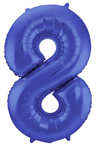 Folat 65928 Folienballon Ziffer Zahl 8 Metallic 86 cm-Helium Ballon Decoration Geburtstag, Hochzeit, Jubiläum, Blau Matt, Large von Folat