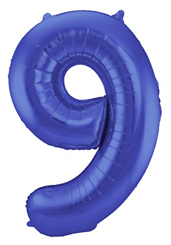 Folat 65929 Metallic Folienballon Zahl 9-86 cm, Blau Matt von Folat