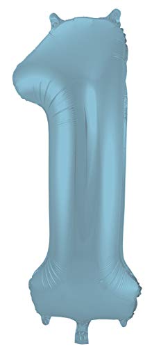 Folat 65941 - Folienballon Zahl 1 - blau Pastel ca. 86 cm von Folat